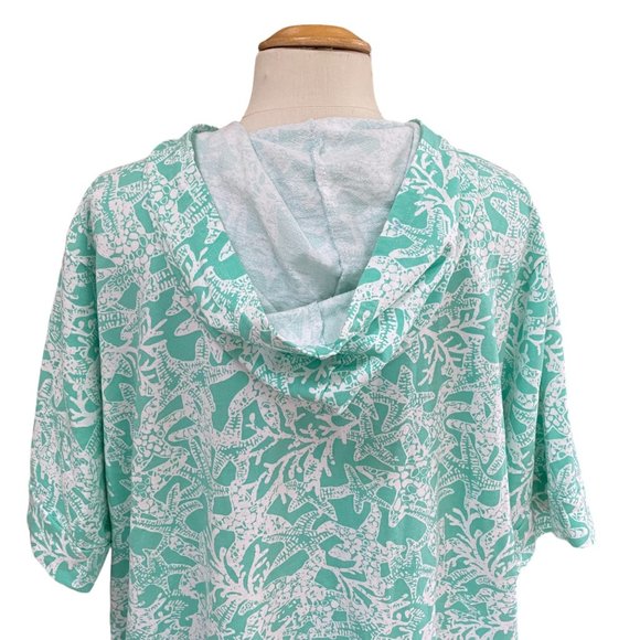 Quacker Factory Coastal Beach Starfish Rhinestone Zip Coverup Lounge Hoodie-2X - Picture 13 of 16